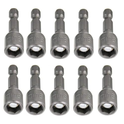 Fixinus 10 Stück 8mm Steckschlüssel Satz, Magnetische 1/4 Zoll Hex Bohrer Stecknuss Nuss Stecknuss Bit Adapter Metrische Innensechskant für Bohrer oder Akkuschrauber von Fixinus