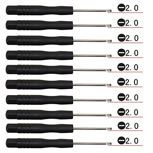 Fixinus 10-teiliges Flachkopf Schlitz 2,0 mm Mini-Schraubendreher-Set für Handy-Tablet-Laptop-PC-Spiele und kleine Elektronik von Fixinus