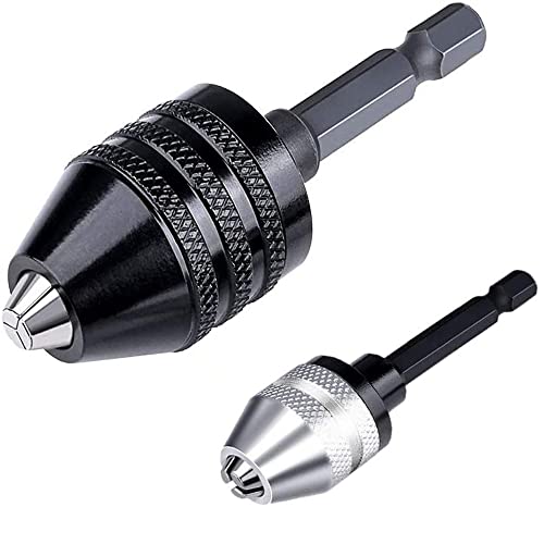 Fixinus 2 Stück Bohrfutter Adapter - 1/4 Zoll Sechskantschaft Bohreradapter, Schlagbohrfutteradapter Schnell Bohrfutter für Schlagschrauber (0,6-8 mm, 0,3-3,6 mm) von Fixinus