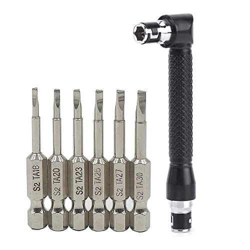 Fixinus 6 stücke Magnetische Dreieck Schraubendreher Bits Set 50mm, S2 Stahl 1/4" Sechskantschaft Δ1.8 / Δ2.0 / Δ2.3 / Δ2.5 / Δ2.7 / Δ3.0 Dreieck-Bohrer, mit L-Winkelschraubendreher-Bithalter von Fixinus