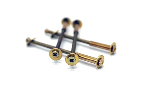 FixitFlo 8 Stück M3 Schrauben mit Hülsen Messing Finish zur Sicherung von Türgriffen mit Messing Unterlegscheiben von FixitFlo