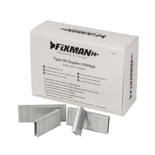 Fixman 312861 Heftklammern Typ 90, 5,85 x 22 x 1,25 mm, 5000 Stück von Fixman