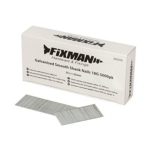 Fixman 585359 Galvanisierte Glattschaftnägel, 18 G, 5.000er-Pckg, 5000 Stück, 25 x 1.25 mm von Fixman