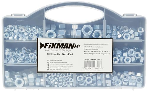 Fixman 771284 Sechskantmuttern-Sortiment 1000-tlg, Silver von Fixman