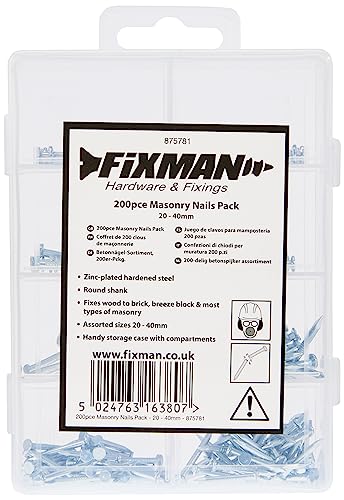 Fixman 875781 Betonnägel-Sortiment, Pckg. 200-tlg, Grey von Fixman