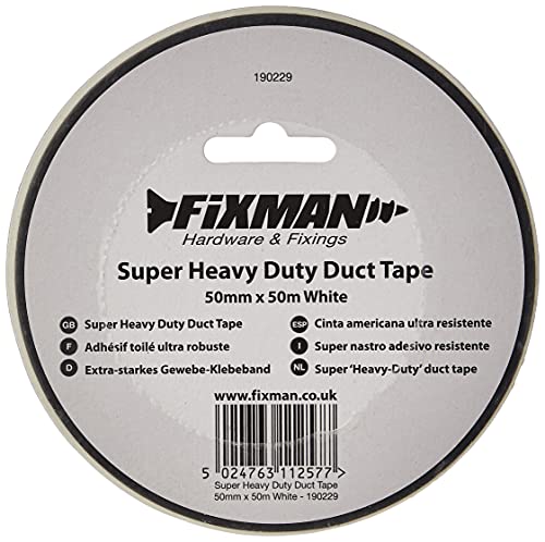 FIXMAN 190229 Extrarobustes Gewebe-Klebeband 50 mm x 50 m, weiß von Fixman