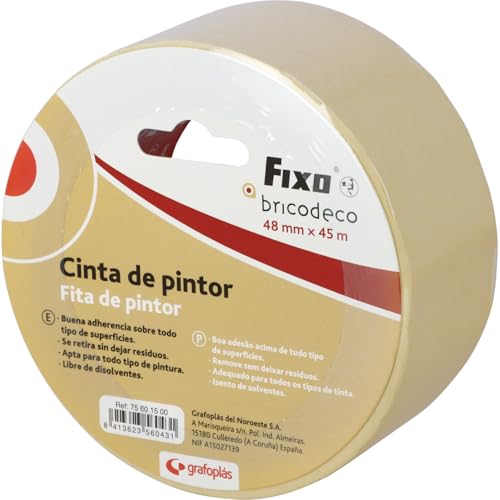 FIXO Bricodeco Malerband, 48 mm x 45 m, perfektes Abdeckband für Lackierarbeiten, hinterlässt keine Rückstände, geeignet für alle Arten von Farben, lösungsmittelfrei FIXO Bricodeco Malerband, 48 mm x 45 m, perfektes Abdeckband für Lackierarbeiten, hinterlässt keine Rückstände, geeignet für alle Arten von Farben, lösungsmittelfrei von Fixo