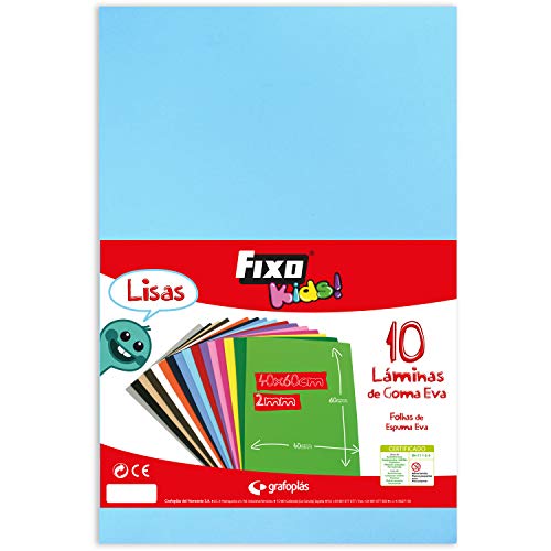 Fixo Kids Gummifolie EVA, einfarbig, 40 x 60 cm, 10 Stück, hellblau von Fixo