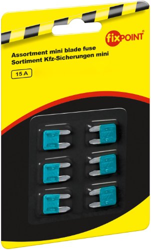 Fixpoint 20390 Kfz-Sicherungssortiment Mini, 15 A, Türkis (6-er pack) von goobay