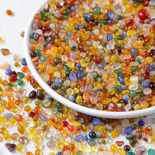 Fizdoqg 400g Edelsteine Klein 7-9mm Edelsteine für Kinder Mischung Trommelsteine bunt Mini Kleine Halbedelsteine für Dekoration, Mitgebsel Kindergeburtstag, Edelsteinspiel (Stil 2) von Fizdoqg