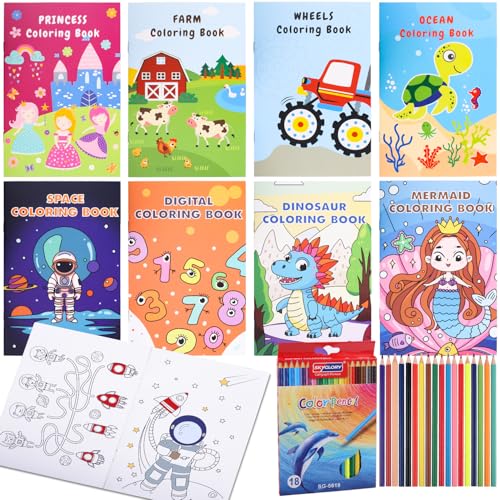 Fizdoqg 8 Stück Malbücher für Kinder 12 x 18 cm Mini Malbuch Kinder mit Kleiner Delphin-Bleistift Kinder ab 2 3 4 5 6 Jahren für Geburtstag Mitgebsel Gastgeschenke Hochzeiten von Fizdoqg