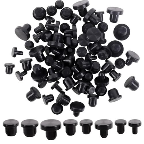 Fizdoqg 80Stk Gummistopfen Silikon Verschlussstopfen Schwarz Solider Silikonstopfen Rund Blindstopfen Silikon Weicher Flexibler Stopper für Löcher Mit 4-9.5mm Innendurchmesser Flaschen Rohre von Fizdoqg