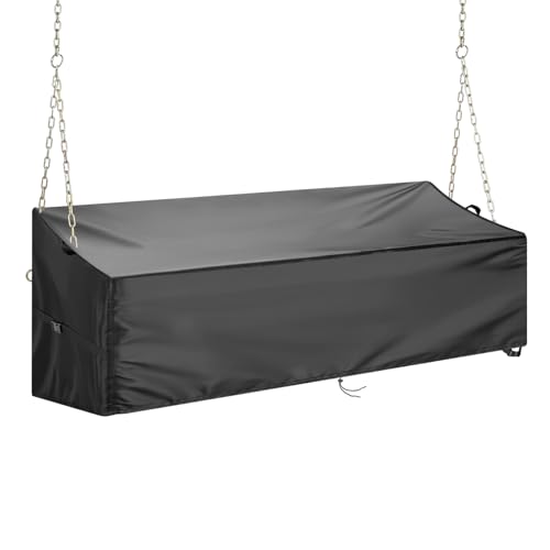 Fizentia Abdeckung für Veranda-Schaukel, 500D Outdoor-Hängeschaukelabdeckungen, wasserdicht, für Terrassenschaukel, wetterfest, Sonnenschutz (Schwarz, 62 x 26 x 15/53,3 cm) von Fizentia