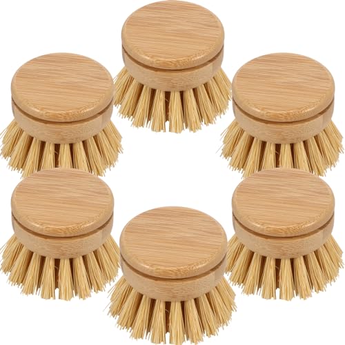 Bambus-Spülbürstenkopf, weiche Sisalborsten, natürlicher Spülbürstenkopf, umweltfreundlich, Ersatzköpfe, einfach zu bedienender Geschirrschrubber für Spülbürsten-Reinigung, 4 x 3 cm, 6 Stück Bambus-Spülbürstenkopf, weiche Sisalborsten, natürlicher Spülbürstenkopf, umweltfreundlich, Ersatzköpfe, einfach zu bedienender Geschirrschrubber für Spülbürsten-Reinigung, 4 x 3 cm, 6 Stück von Fizocosisto