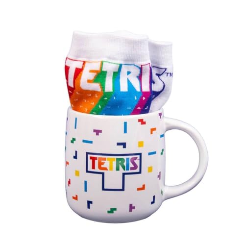 Fizz Creations Tetris Mug & Sock Set Retro Gaming Gift Set. Includes 450ml Capacity Ceramic Mug & One-Size-Fits-All Tetris Socks in Gift Box. Officially Licensed Tetris Merchandise. von Fizz Creations