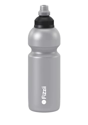 Fizzii Kinder- und Freizeittrinkflasche 600 ml, Motiv Uni, Farbe silber (auslaufsicher bei Kohlensäure, schadstofffrei, spülmaschinenfest) von Fizzii