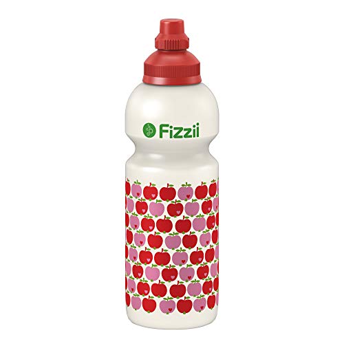 Fizzii Kinder- und Freizeittrinkflasche 600 ml (auslaufsicher bei Kohlensäure, schadstofffrei, spülmaschinenfest, Motiv: Äpfel byGraziela) von Fizzii