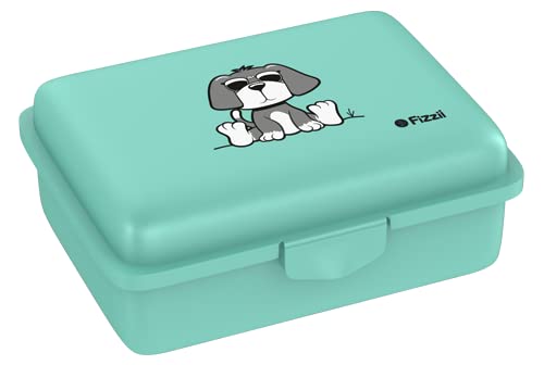 Fizzii Lunchbox (Inkl. Obst-/ Gemüsefach, schadstofffrei, spülmaschinenfest, Motiv: Hund mint) von Fizzii