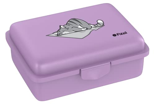 Fizzii Lunchbox (Inkl. Obst-/ Gemüsefach, schadstofffrei, spülmaschinenfest, Motiv: Katze flieder) von Fizzii