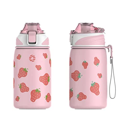 Fjbottle Kinder Trinkflasche Edelstahl 400ML - 1-Klick-Öffnung, BPA-Frei Auslaufsichere Thermo flasche, Kohlensäure geeignet Thermoskanne Jungen/Mädchen für Kindergarten, Schule, Reise von Fjbottle