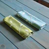 Blätter Garten Bestickt Tischset, 4Er Leinen Tischsets, Blau Und Grünen Blättern, Bestickt, Stoff Fjfz Home Decor von FjfzByIris