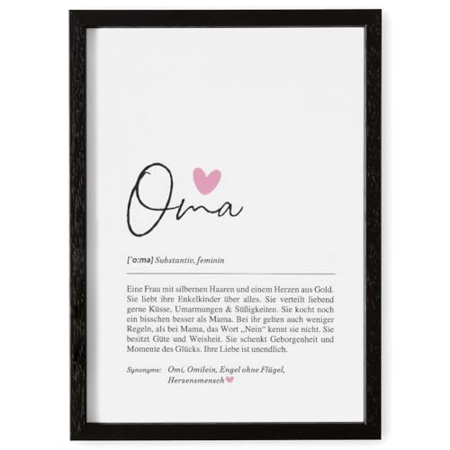 Fjllrven Definition Poster & Kunstdrucke | Weihnachtsgeschenke Oma Geschenk | Wandbilder Wohnzimmer | Weihnachten Geschenke für Oma Geburtstag | Wanddeko Deko Wohnzimmer | DINA A4 mit Rahmen Schwarz von Fjllrven