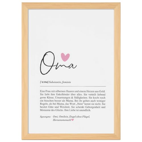 Fjllrven Definition Poster & Kunstdrucke | Oma Geschenk | Wandbilder Wohnzimmer | Weihnachten Geschenke für Oma Geburtstag | Wanddeko Deko Wohnzimmer | DINA A4 mit Rahmen Holz von Fjllrven