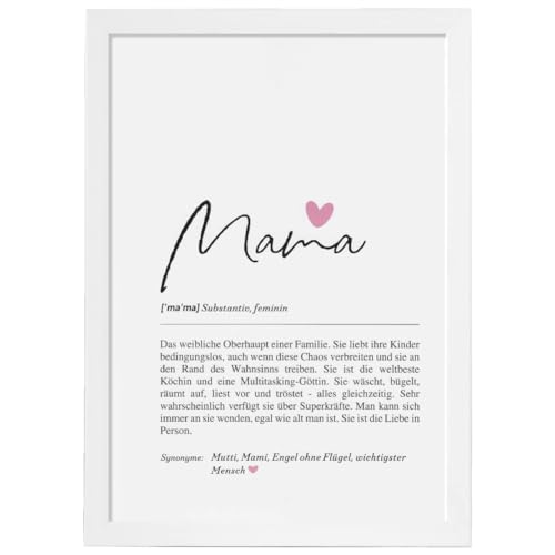 Fjllrven Definition Poster & Kunstdrucke | Weihnachtsgeschenke Mama Geschenk | Wandbilder Wohnzimmer | Weihnachten Geschenke für Mama Geburtstag | Wanddeko Deko Wohnzimmer | DINA A4 mit Rahmen Weiß von Fjllrven