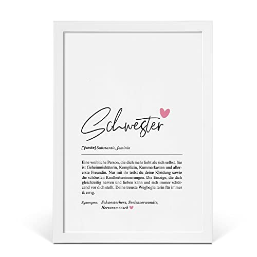 Fjllrven Definition Poster & Kunstdrucke | Weihnachtsgeschenke Schwester Geschenk | Wandbilder Wohnzimmer | Weihnachten Geschenk für Schwester Geburtstag Wanddeko Deko Wohnzimmer DINA A4 mit Rahmen von Fjllrven