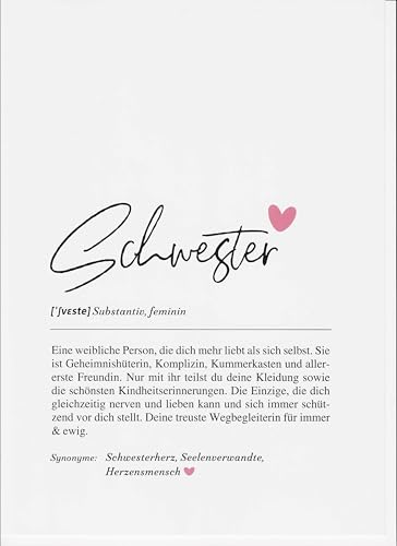 Fjllrven Definition Poster & Kunstdrucke | Weihnachtsgeschenke Schwester Geschenk | Wandbilder Wohnzimmer | Weihnachten Geschenk für Schwester Geburtstag Wanddeko Deko Wohnzimmer DINA A4 von Fjllrven