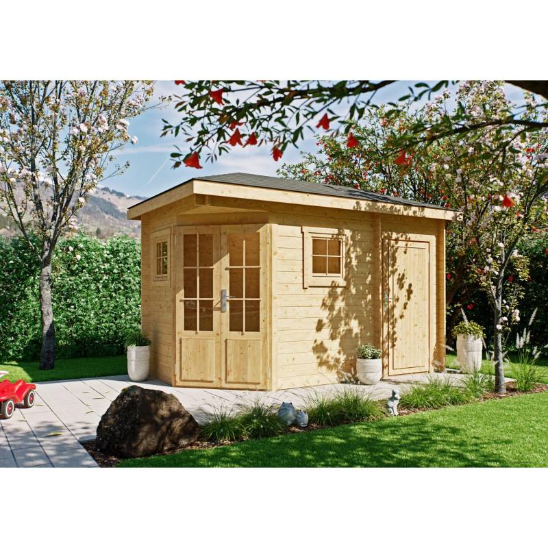 Fjordholz 5-Eck Gartenhaus Modell Evelyn 1D Farblos Imprägniert von Fjordholz