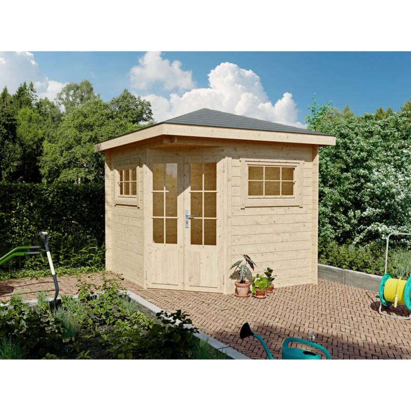 Fjordholz 5-Eck Gartenhaus Modell Evelyn 2A Farblos Imprägniert von Fjordholz
