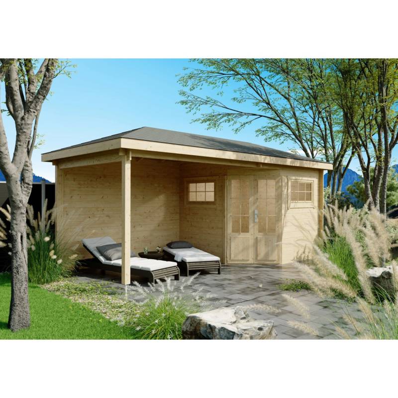 Fjordholz 5-Eck Gartenhaus Modell Evelyn 2C Farblos Imprägniert von Fjordholz