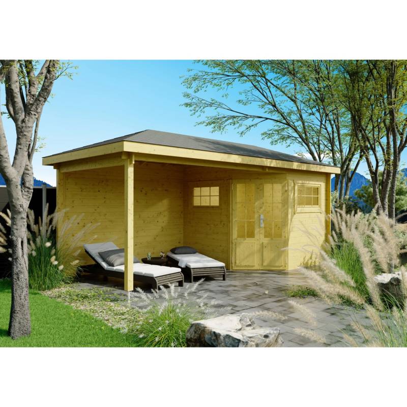 Fjordholz 5-Eck Gartenhaus Modell Evelyn 2C Kiefer Imprägniert von Fjordholz