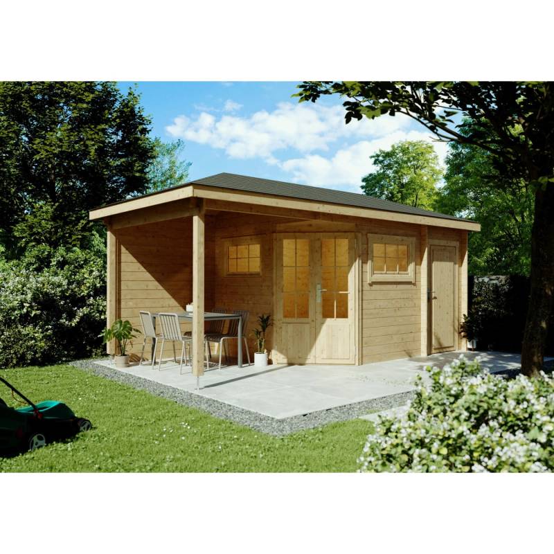 Fjordholz 5-Eck Gartenhaus Modell Evelyn 2E Farblos Imprägniert von Fjordholz