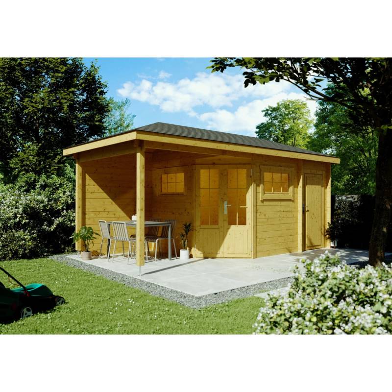 Fjordholz 5-Eck Gartenhaus Modell Evelyn 2E Kiefer Imprägniert von Fjordholz
