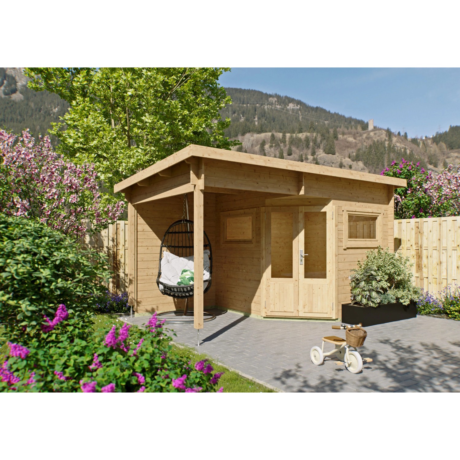 Fjordholz 5-Eck Gartenhaus Modell Leva 2B Farblos Imprägniert von Fjordholz