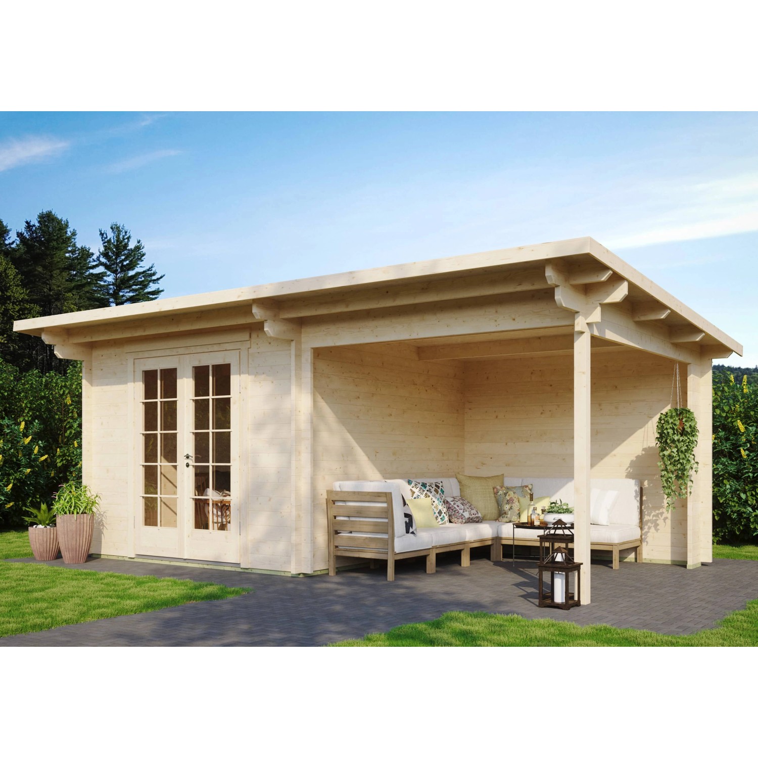 Fjordholz Gartenhaus Modell Jacob 44 A mit Seitendach Grau Imprägniert Fjordholz Gartenhaus Modell Jacob 44 A mit Seitendach Grau Imprägniert von Fjordholz