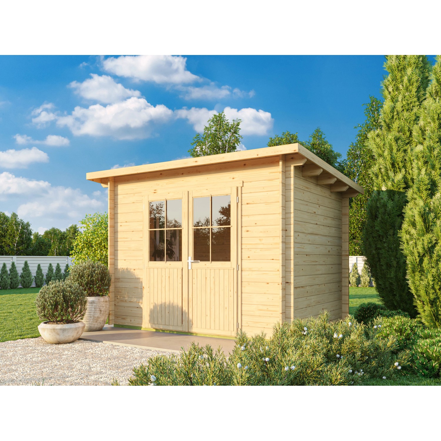 Fjordholz Pultdach Gartenhaus Modell Ezra 2D Grau Imprägniert Fjordholz Pultdach Gartenhaus Modell Ezra 2D Grau Imprägniert von Fjordholz