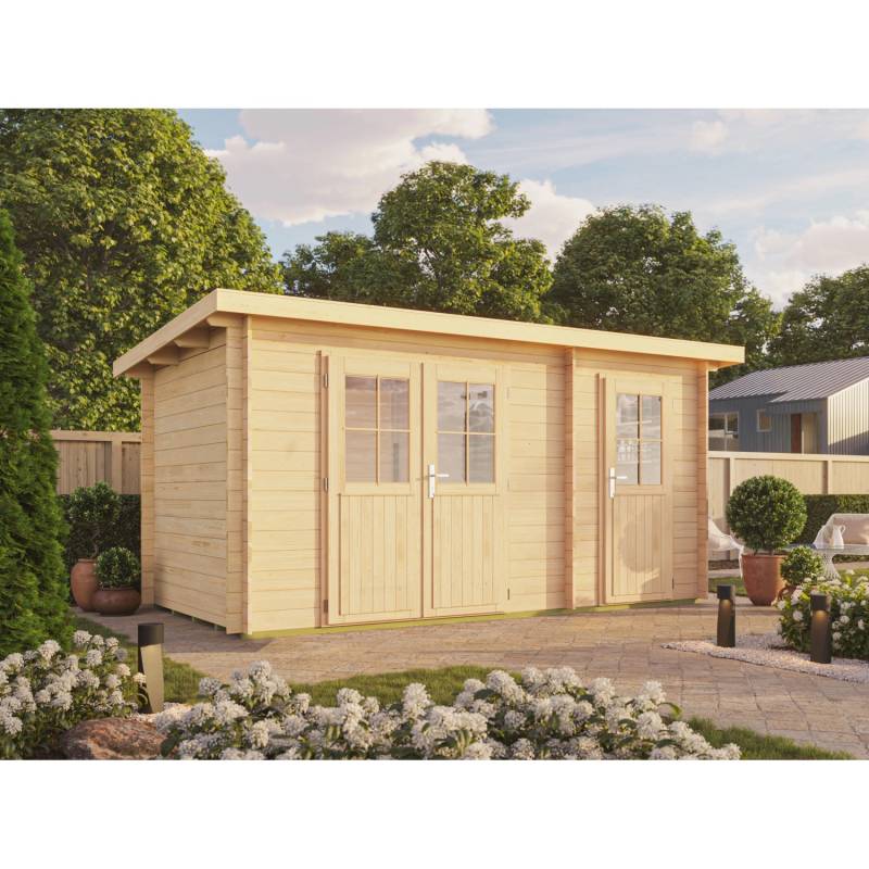 Fjordholz Pultdach Gartenhaus Modell Ezra 2H Kiefer Imprägniert von Fjordholz