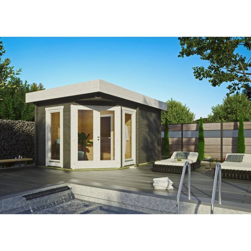 Fjordholz Saunahaus Modell Anna 90mm Spiegelverkehrte Montage Fjordholz Saunahaus Modell Anna 90mm Spiegelverkehrte Montage von Fjordholz