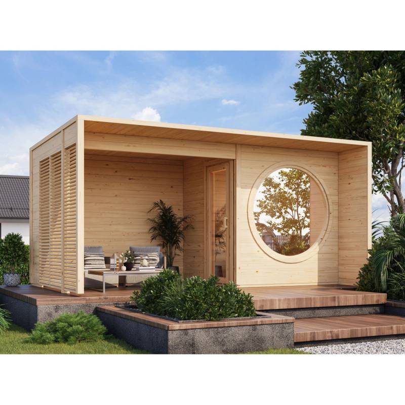 Fjordholz Saunahaus Modell Box Größe XXS + SD Natur von Fjordholz