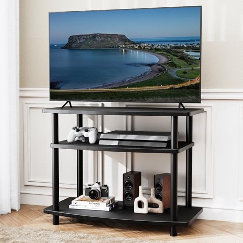 Fkhouse 3-stöckiger TV-Ständer, moderner TV-Schrank, Unterhaltungszentrum, Medien- und offenes Regal, TV-Konsolentisch, Entertainment-Center-TV-Ständer für Fernseher bis zu 81,3 cm (32 Zoll) von Fkhouse