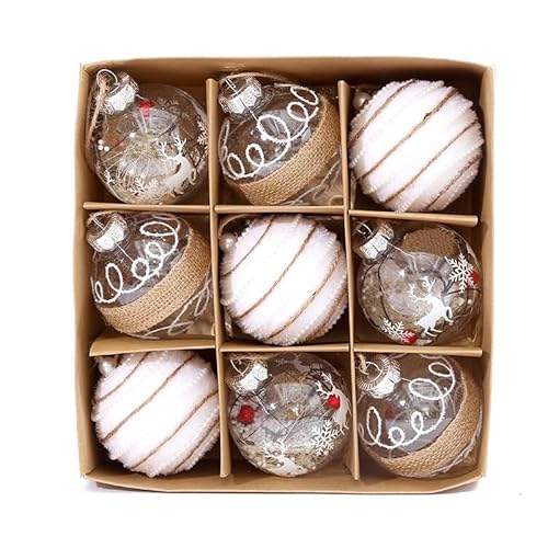 9er Set edle XXL Weihnachtskugeln Ø 8cm in Champagner-Farbe Weihnachtsbaum Kugeln Christbaumkugeln Weihnachts-Deko Christbaum-Schmuck (Variante 1) von FlYHIGH