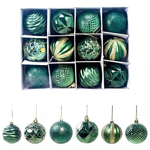 FlyHigh 12er Set edle Weihnachtskugeln Ø 6cm Weihnachtsbaum Kugeln Christbaumkugeln Weihnachts-Deko Christbaum-Schmuck (Grün) von FlYHIGH