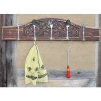 Hakenleiste Besteck Löffel Gabel Küche Landhaus Shabby Chic Vintage Küchenhaken Handarbeit Unikat von FlaemingAntik