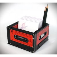 Zettelbox Notizzettelbox Zettelkasten Zettelblock Mc Musikkassette Musik Kassette Tape Vintage Retro Upcycling Unikat von FlaemingAntik