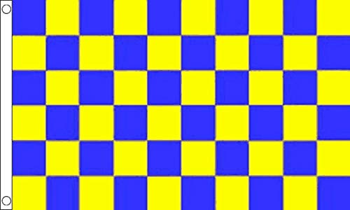 Blaue und gelbe karierte Flagge, 90 x 60 cm, kariert, 100 % Polyester. FlagSuperstore von FlagSuperstore