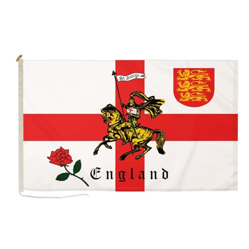 England St. George Charger, strapazierfähige Flagge, 90 x 60 cm, mit Seil und Knebel FlagSuperstore von FlagSuperstore