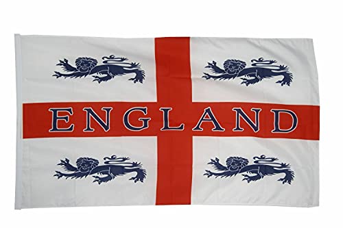 Flagge England 4 Löwen, 152 x 91 cm, 100 % Polyester, mit Ösen. FlagSuperstore von FlagSuperstore